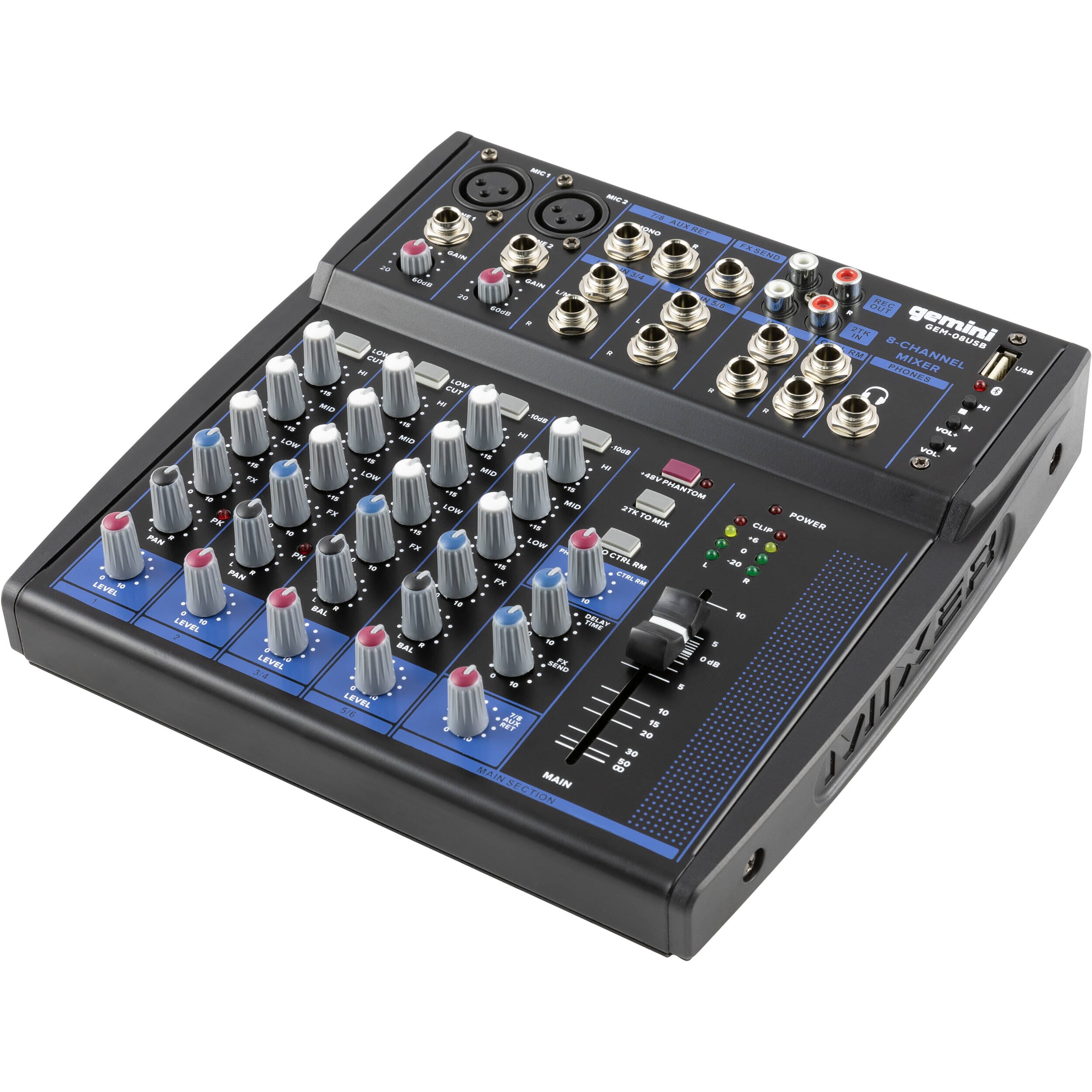 Gemini GEM-08USB Mezclador Análogo 8 Canales USB - Bluetooth Mixers/Consolas Gemini