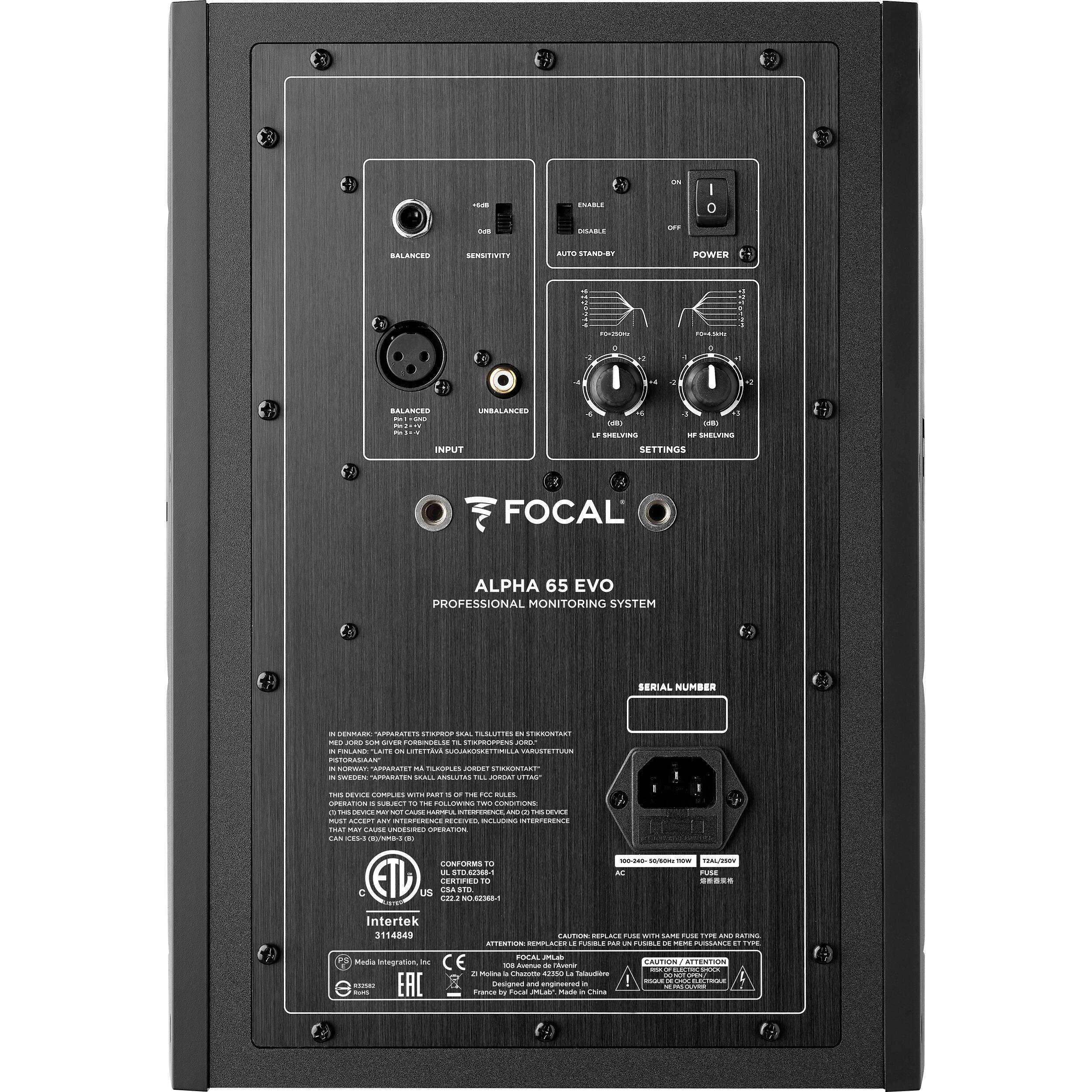 Focal Alpha EVO 65 Monitor de Estudio Profesional de 6.5" Monitores de Estudio Focal