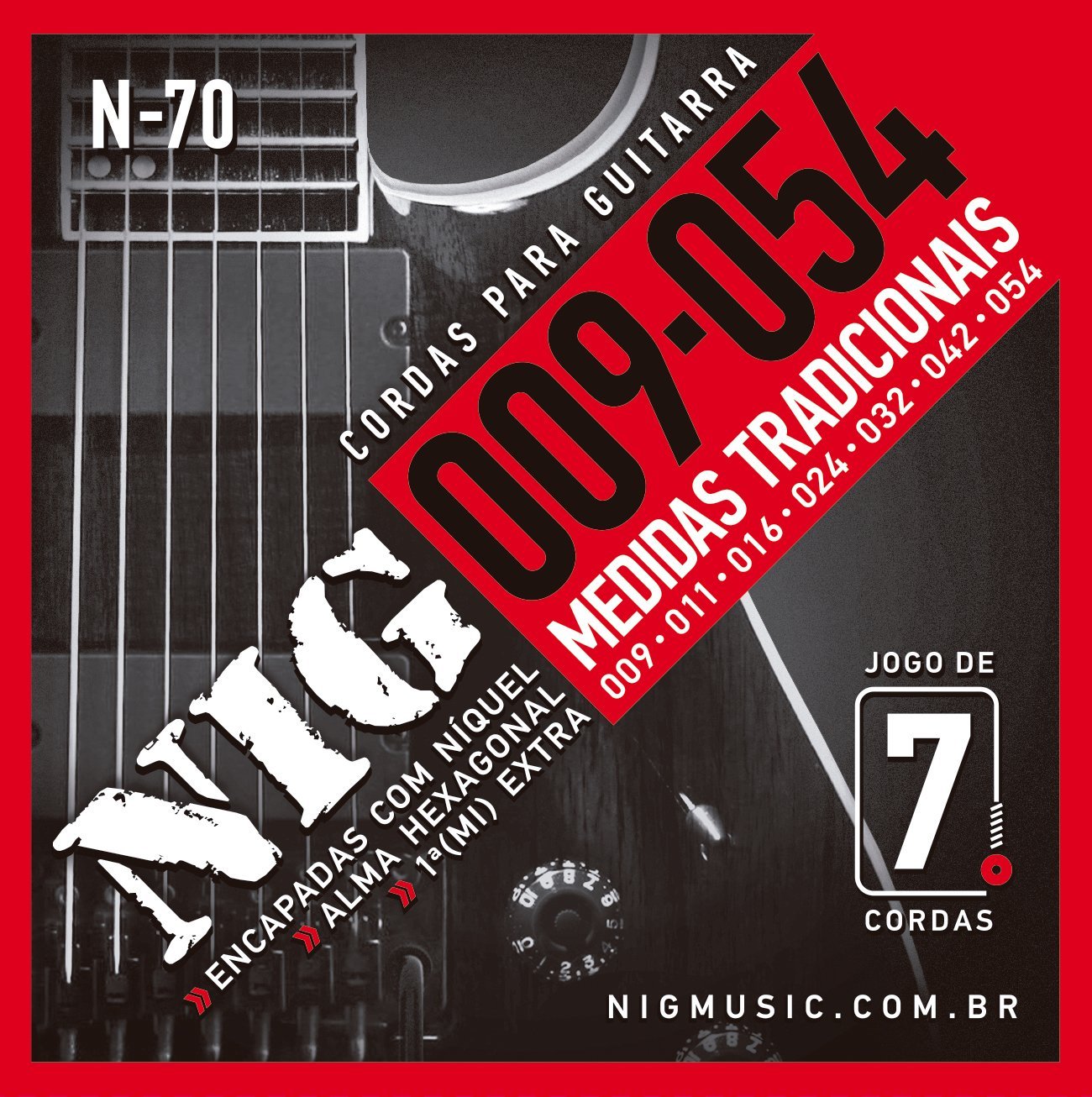 NIG N-70 Cuerdas Guitarra Eléctrica 009 (Set de 7 Cuerdas)