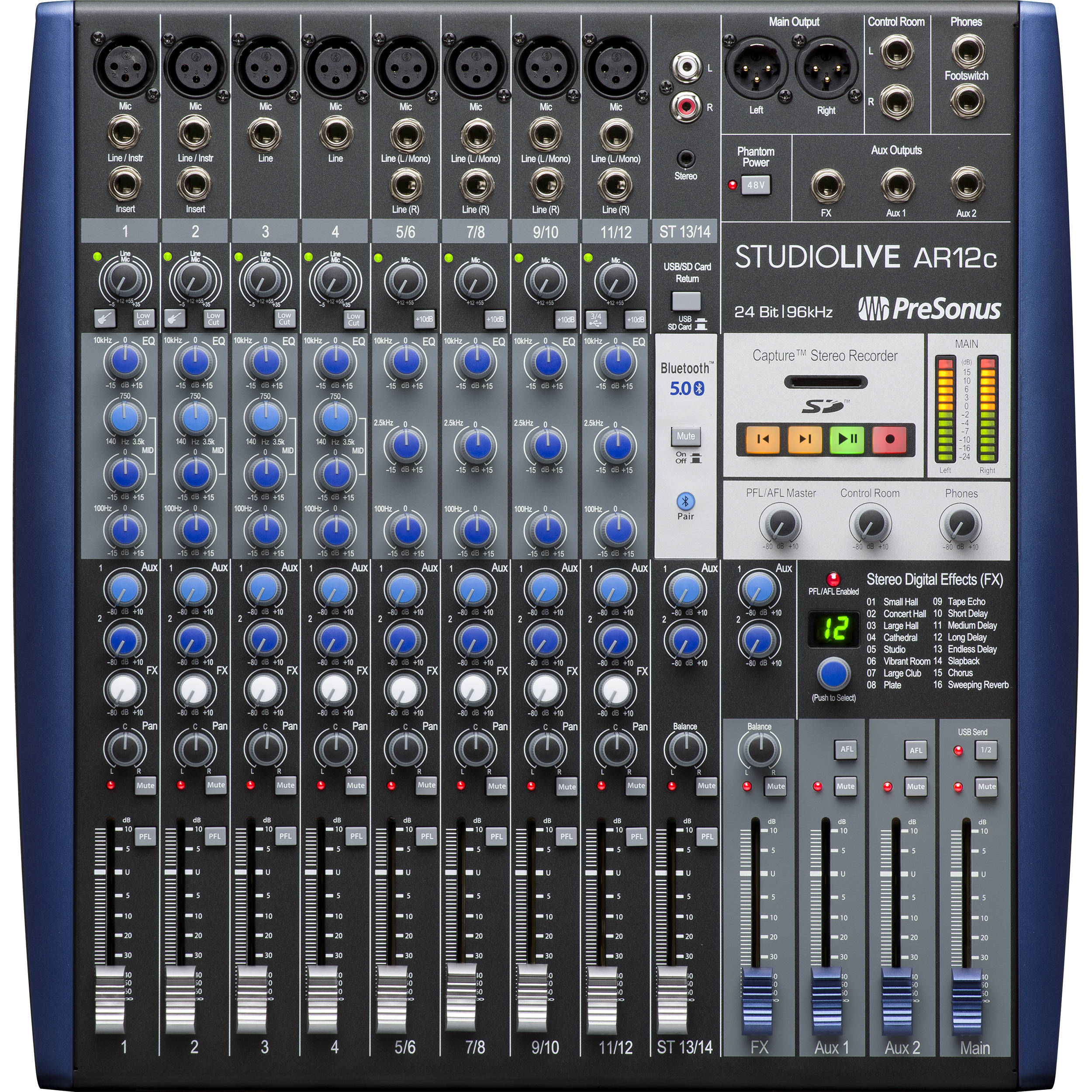 PreSonus StudioLive AR12c Mezclador Híbrido de 14 Canales USB-C Mixers/Consolas PreSonus