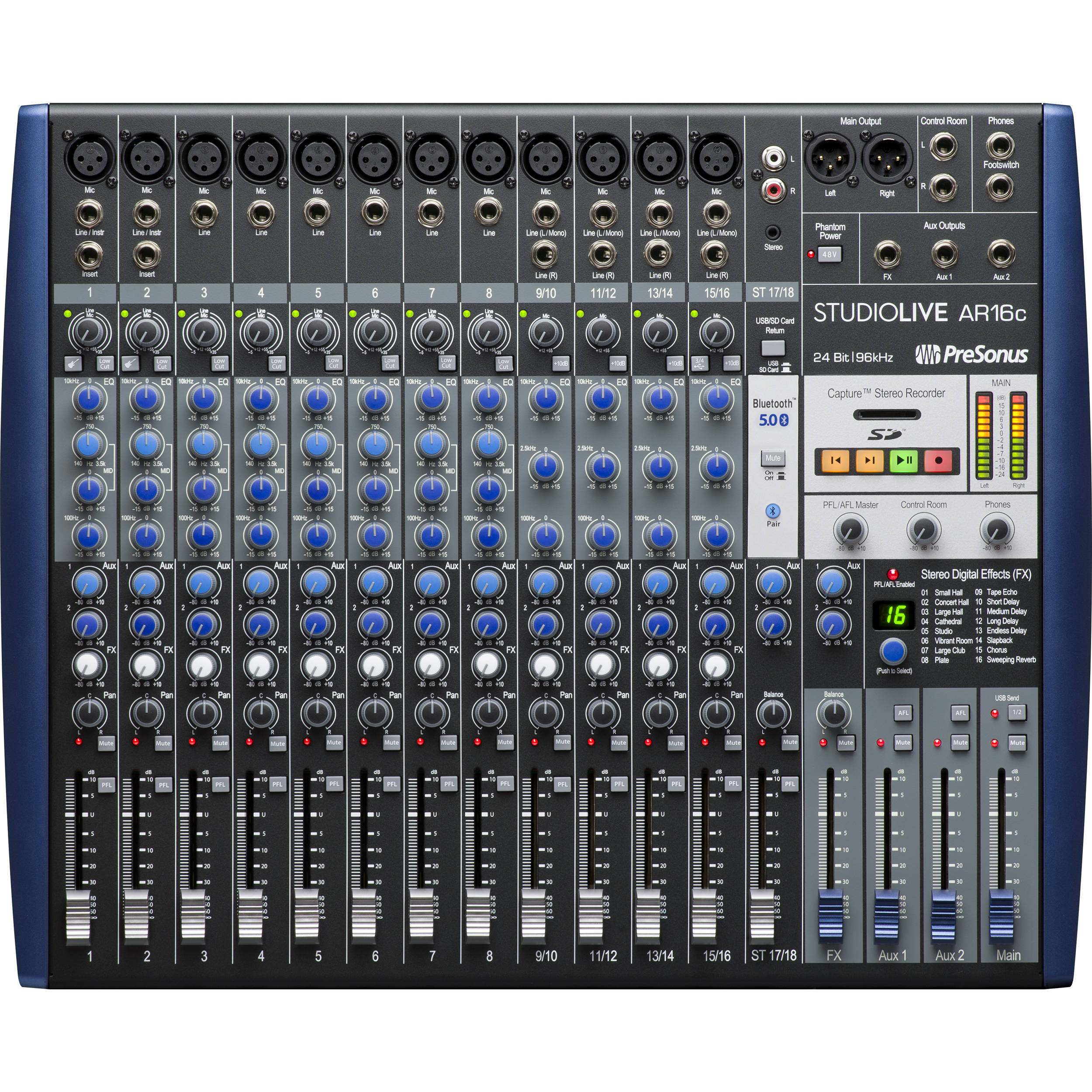 PreSonus StudioLive AR16c Mezclador Híbrido de 18 Canales USB-C Mixers/Consolas PreSonus