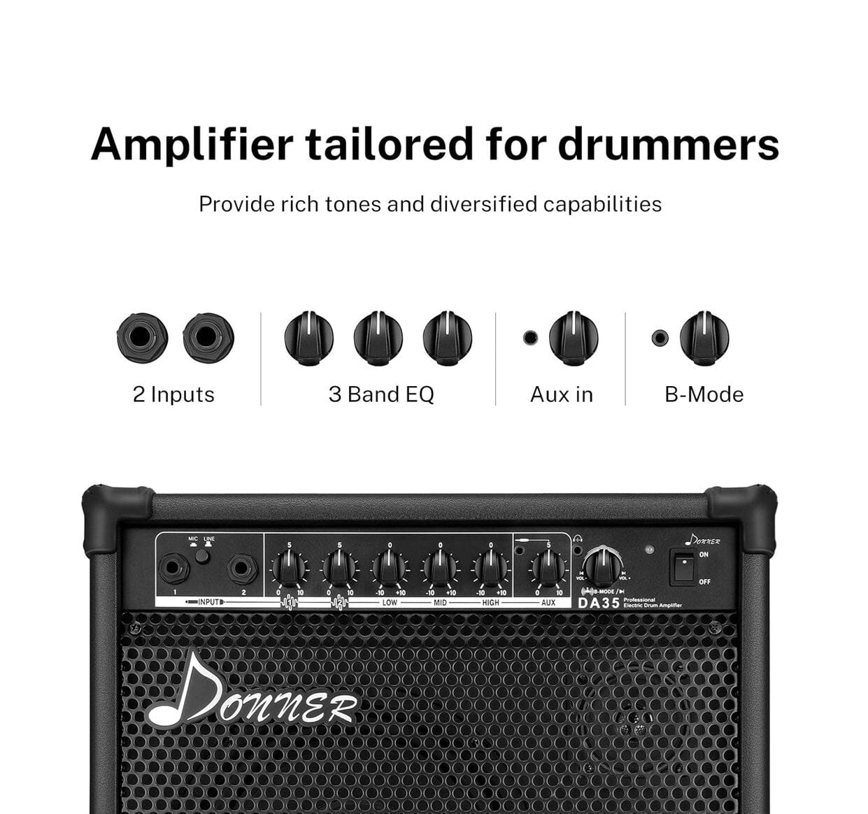 Amplificador de batería eléctrica Donner DDA-35 Amplificadores de Batería Donner 
