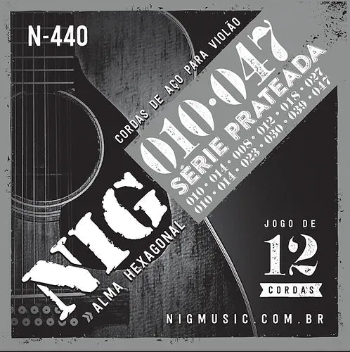 NIG N-440 Set 12 Cuerdas de Guitarra Electroacústica 010-047 Cuerdas de Guitarra NIG 