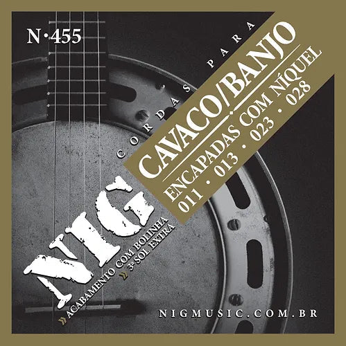 NIG N-455 Cuerdas para Banjo/Cavaquinho 011-028 Alta Tensión Cuerdas de Guitarra NIG 