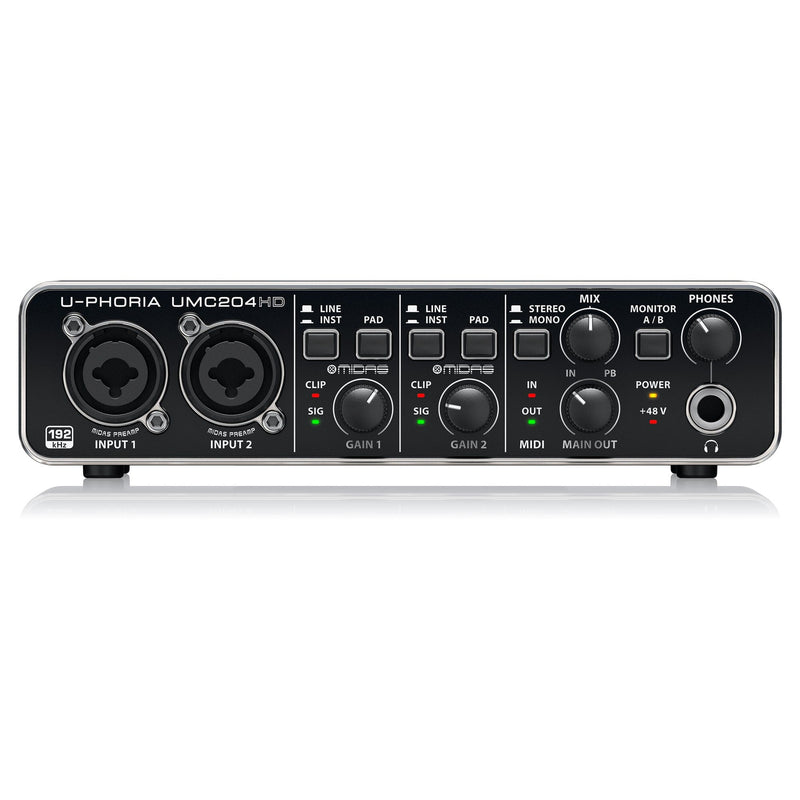 Behringer U-PHORIA UMC204HD Interfaz de Audio USB/MIDI2X4 con Preamps Midas Interfaces de Audio USB Behringer 