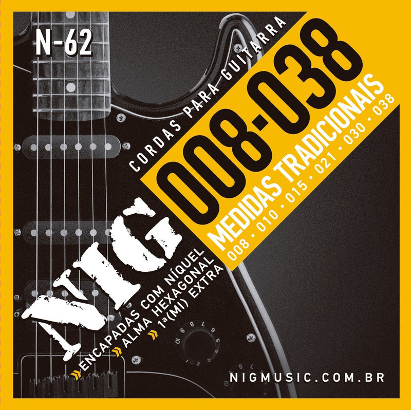 NIG N-62 Cuerdas de Guitarra Eléctrica 008 Cuerdas de Guitarra NIG 
