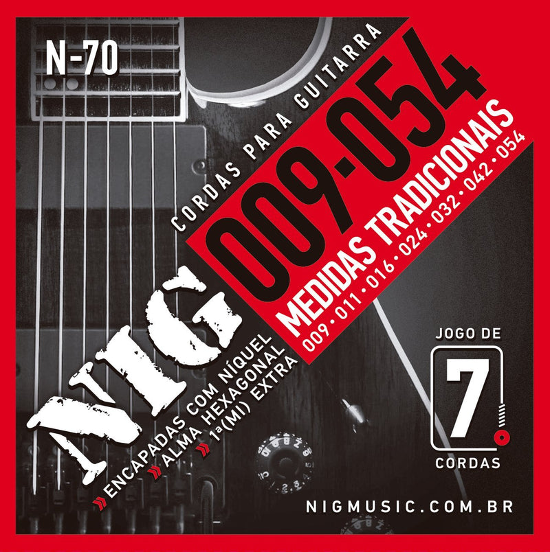 NIG N-70 Cuerdas Guitarra Eléctrica 009 (Set de 7 Cuerdas) Cuerdas de Guitarra NIG 