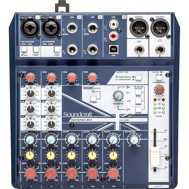 Soundcraft Notepad-8FX Mixer Análogo con E/S USB y Efectos Lexicon Mixers/Consolas Soundcraft 